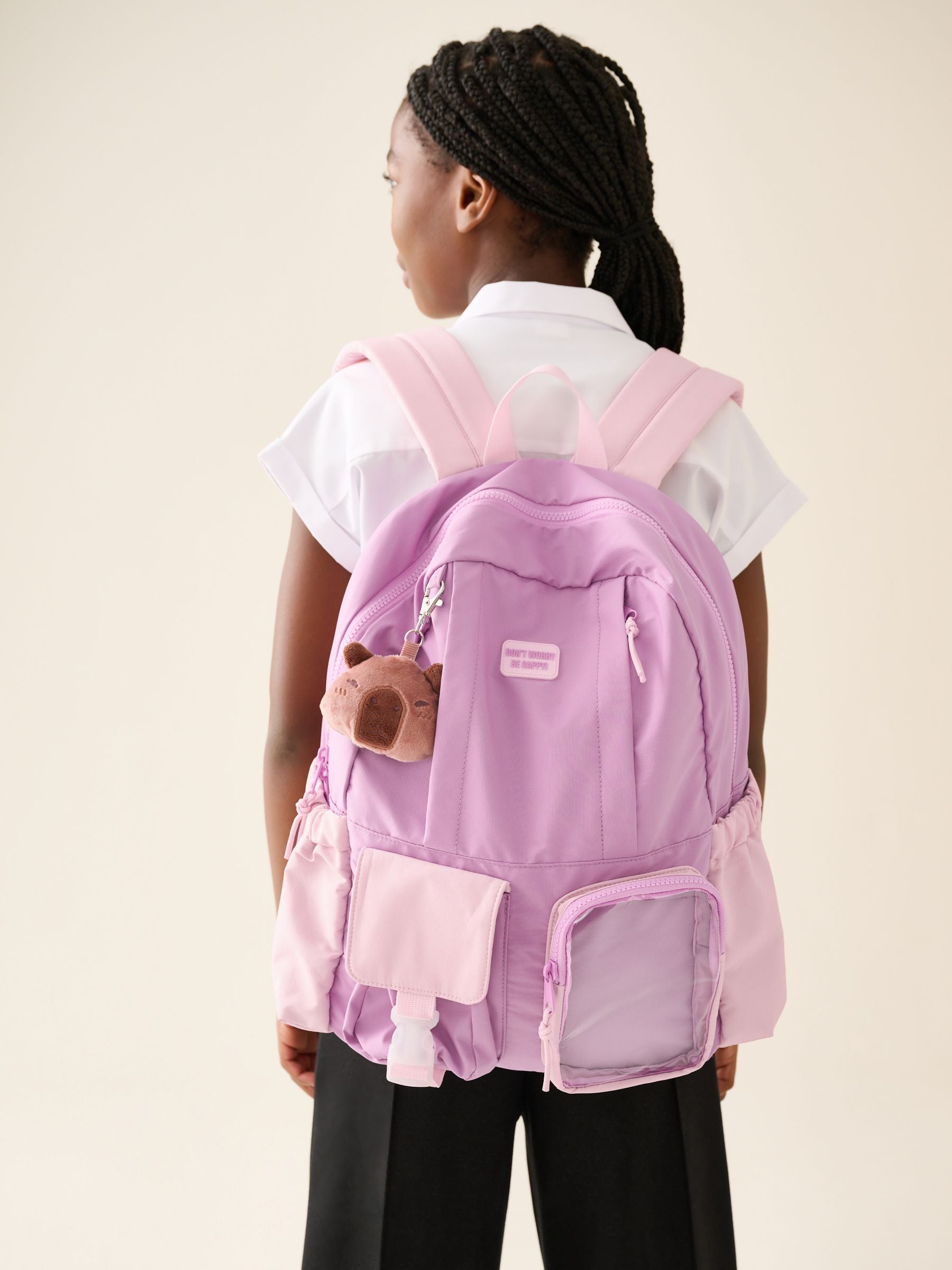Lilac Purple Capybara Keyring Pocket Backpack image 1