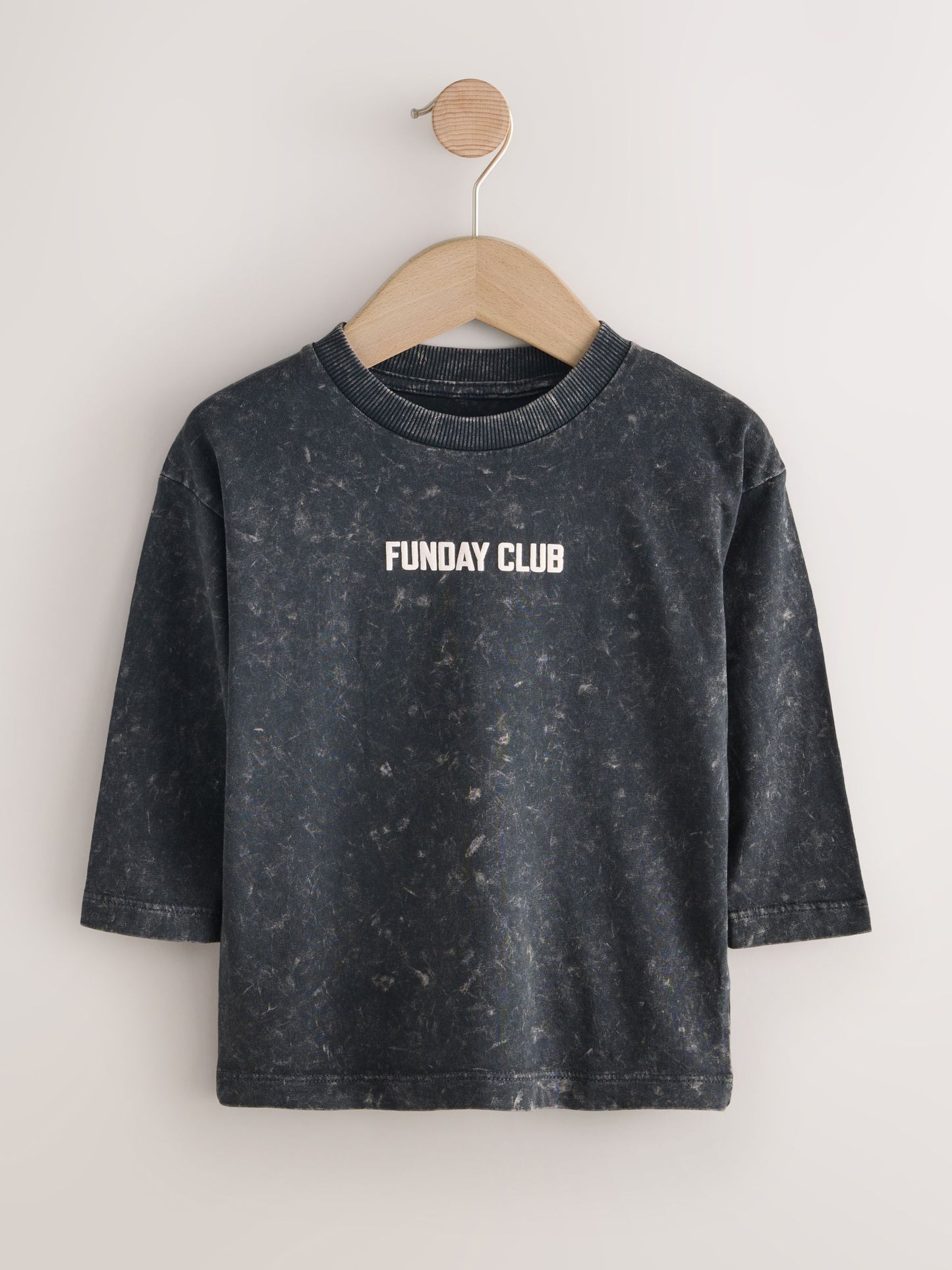 Washed Black Long Sleeve Graphic Print T-Shirt (3mths-7yrs) image 1