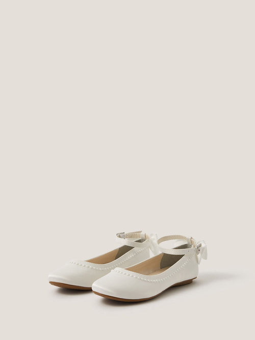 Monsoon Cream Sara Pearly Bow Ballet Flats image 1