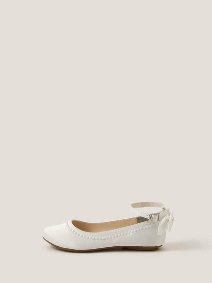 Monsoon Cream Sara Pearly Bow Ballet Flats image 2