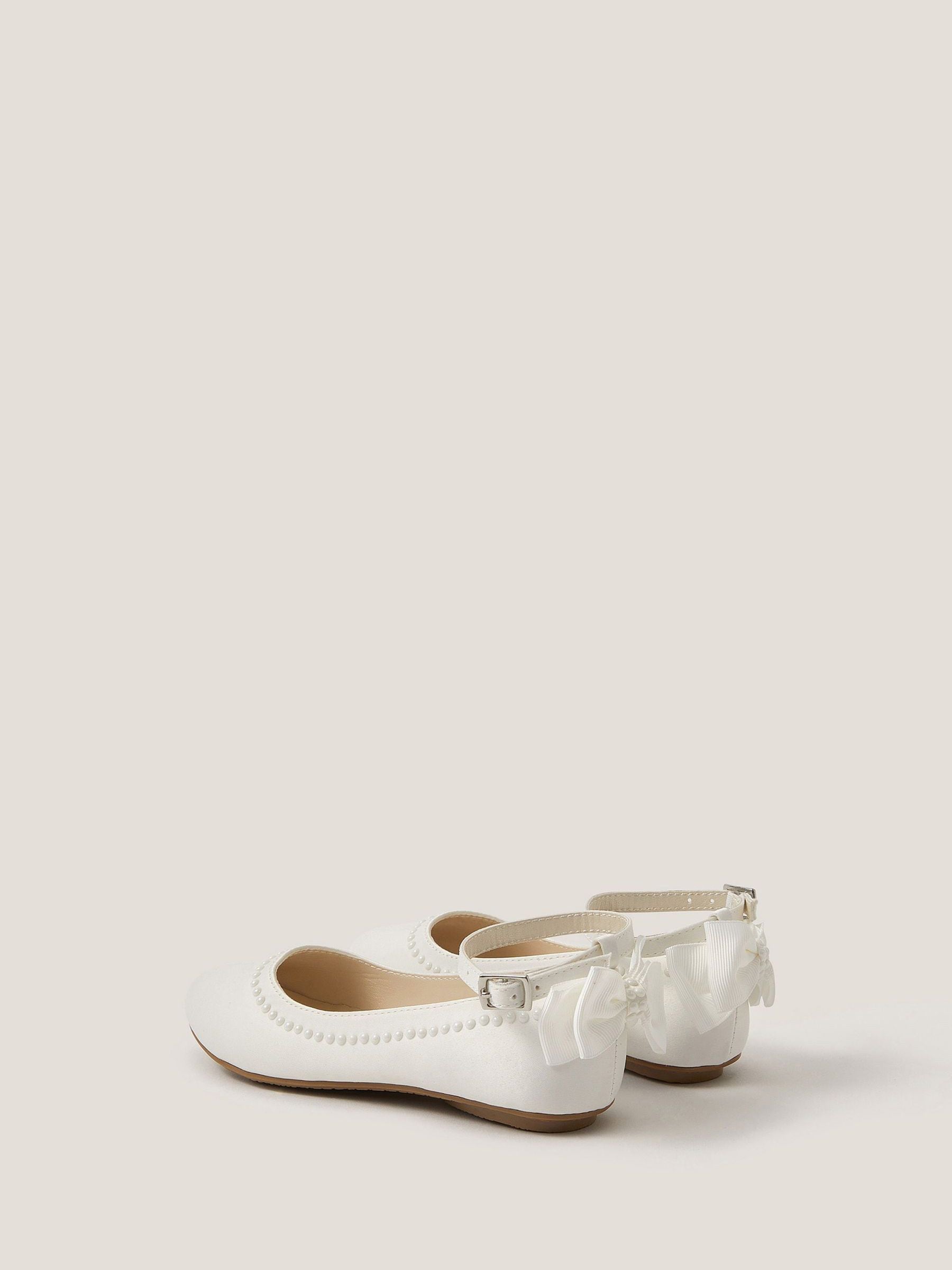 Monsoon Cream Sara Pearly Bow Ballet Flats image 3