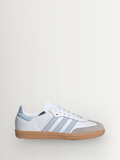 adidas Originals White/Grey/Pale Blue Samba OG Junior Trainers image 1