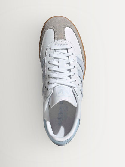 adidas Originals White/Grey/Pale Blue Samba OG Junior Trainers image 4