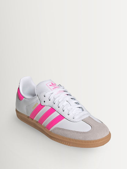 adidas Originals White/Pink Samba OG Junior Trainers image 1