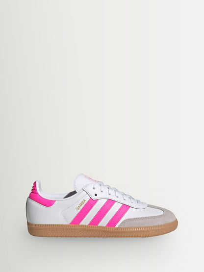 adidas Originals White/Pink Samba OG Junior Trainers image 2