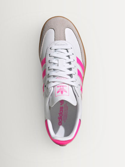 adidas Originals White/Pink Samba OG Junior Trainers image 4