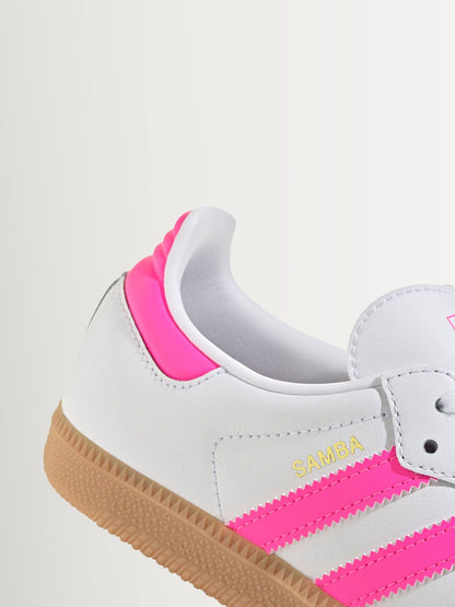 adidas Originals White/Pink Samba OG Junior Trainers image 5