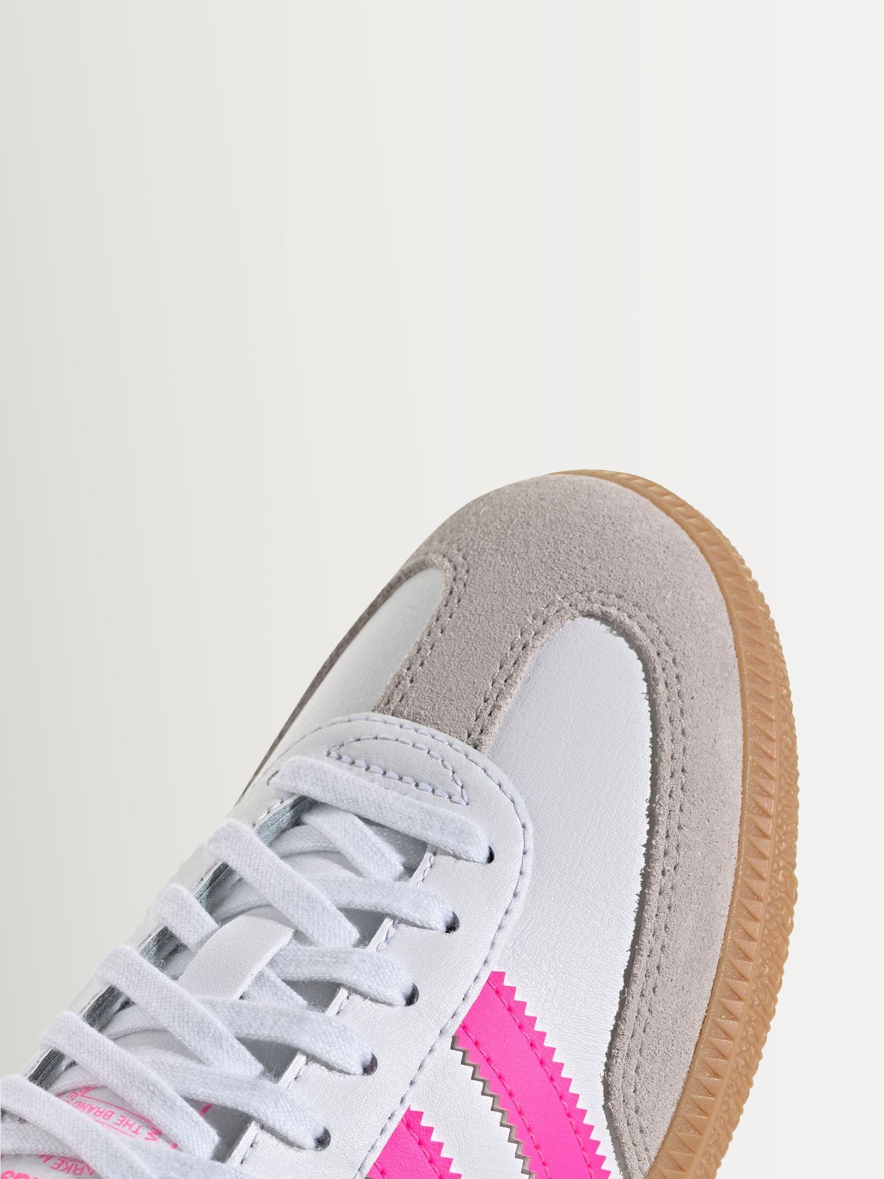 adidas Originals White/Pink Samba OG Junior Trainers image 6