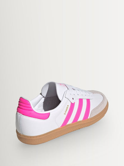adidas Originals White/Pink Samba OG Junior Trainers image 7