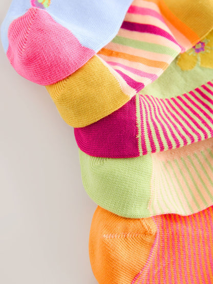 Multi Cotton Rich Parrot/ Flower Ankle Socks 5 Pack image 2