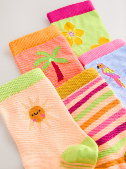 Multi Cotton Rich Parrot/ Flower Ankle Socks 5 Pack image 3