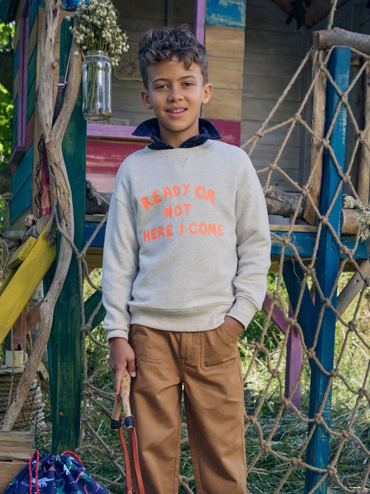 Dsiney Kidz - Joules Kids' Sundaze Oat Neon Slogan Crew Neck Sweatshirt image 1