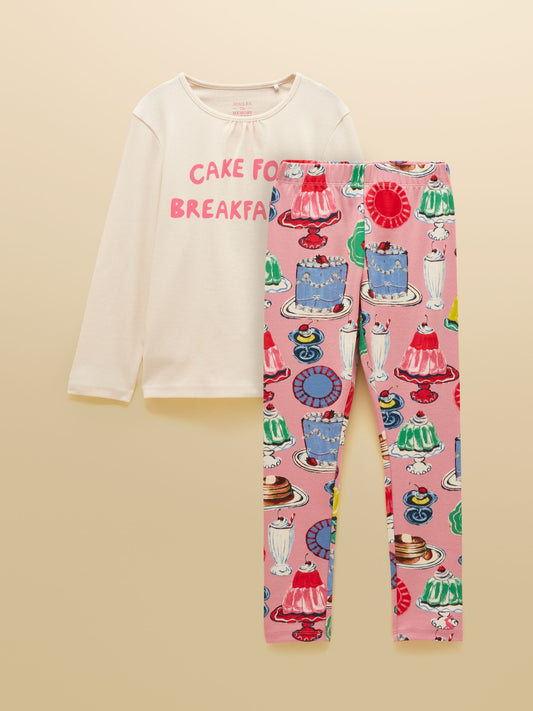 Joules Girls' Kipwell Cream & Pink Long Sleeve Pyjama Set - image 1
