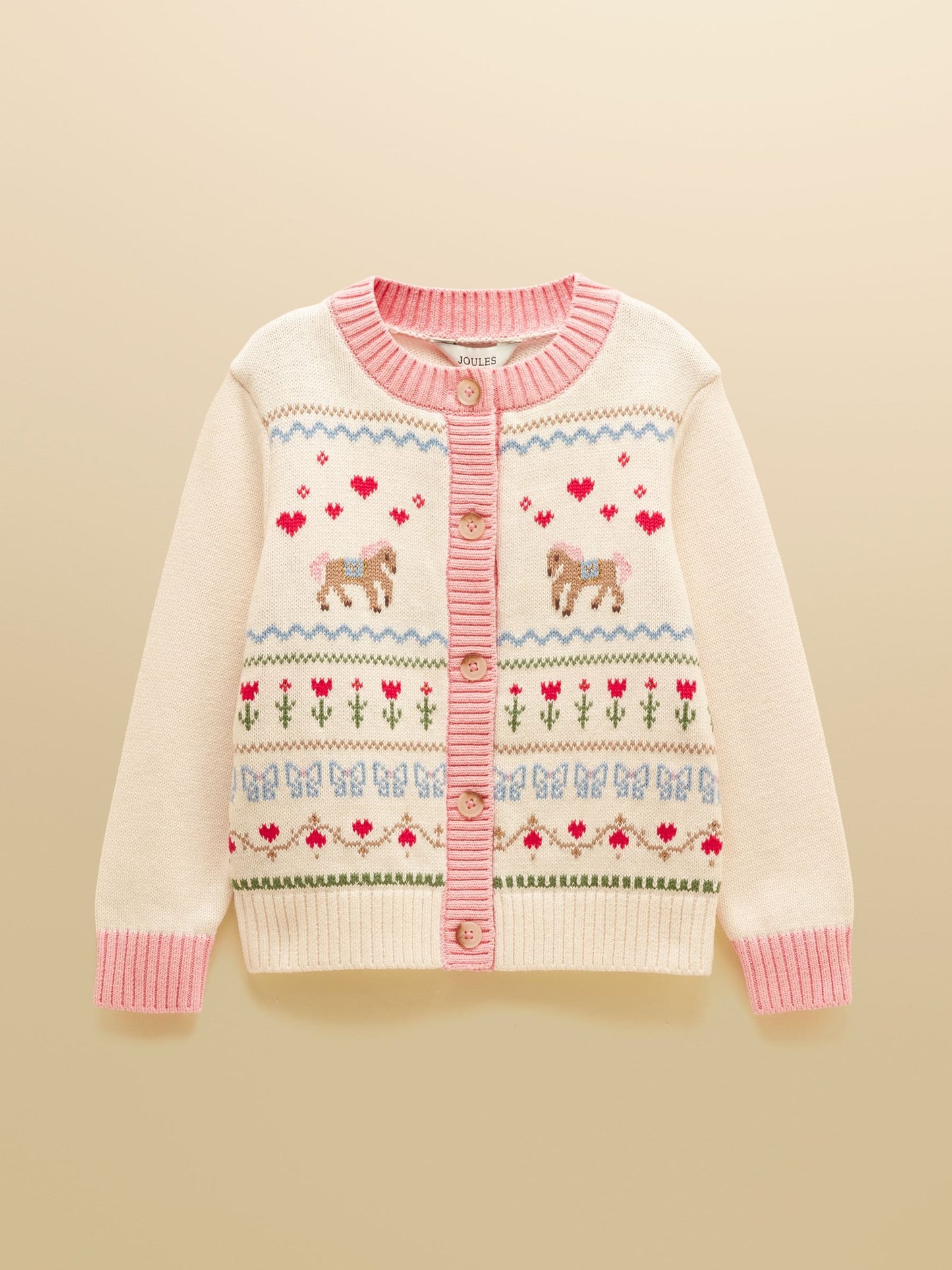 Dsiney Kidz - Joules Girls' Pippa Cream Horse Knitted Cardigan image 1