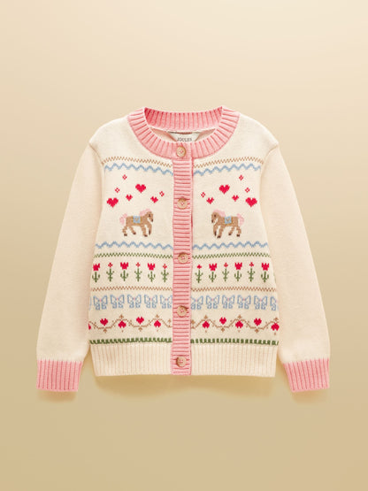Dsiney Kidz - Joules Girls' Pippa Cream Horse Knitted Cardigan image 1