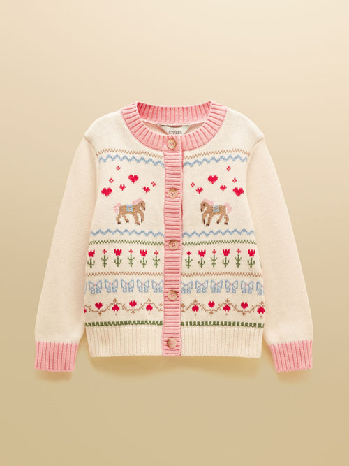 Dsiney Kidz - Joules Girls' Pippa Cream Horse Knitted Cardigan image 1