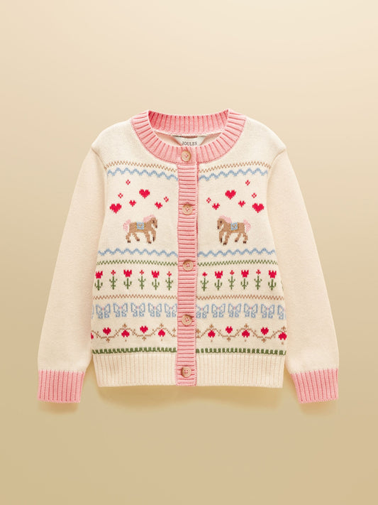 Dsiney Kidz - Joules Girls' Pippa Cream Horse Knitted Cardigan image 1