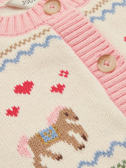 Dsiney Kidz - Joules Girls' Pippa Cream Horse Knitted Cardigan image 4