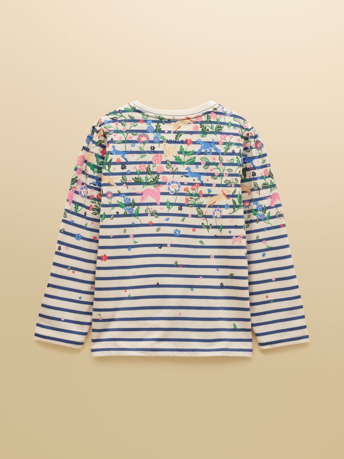 Dsiney Kidz - Joules Girls' Ava Cream & Blue Striped Long Sleeve Printed Cotton Top image 2