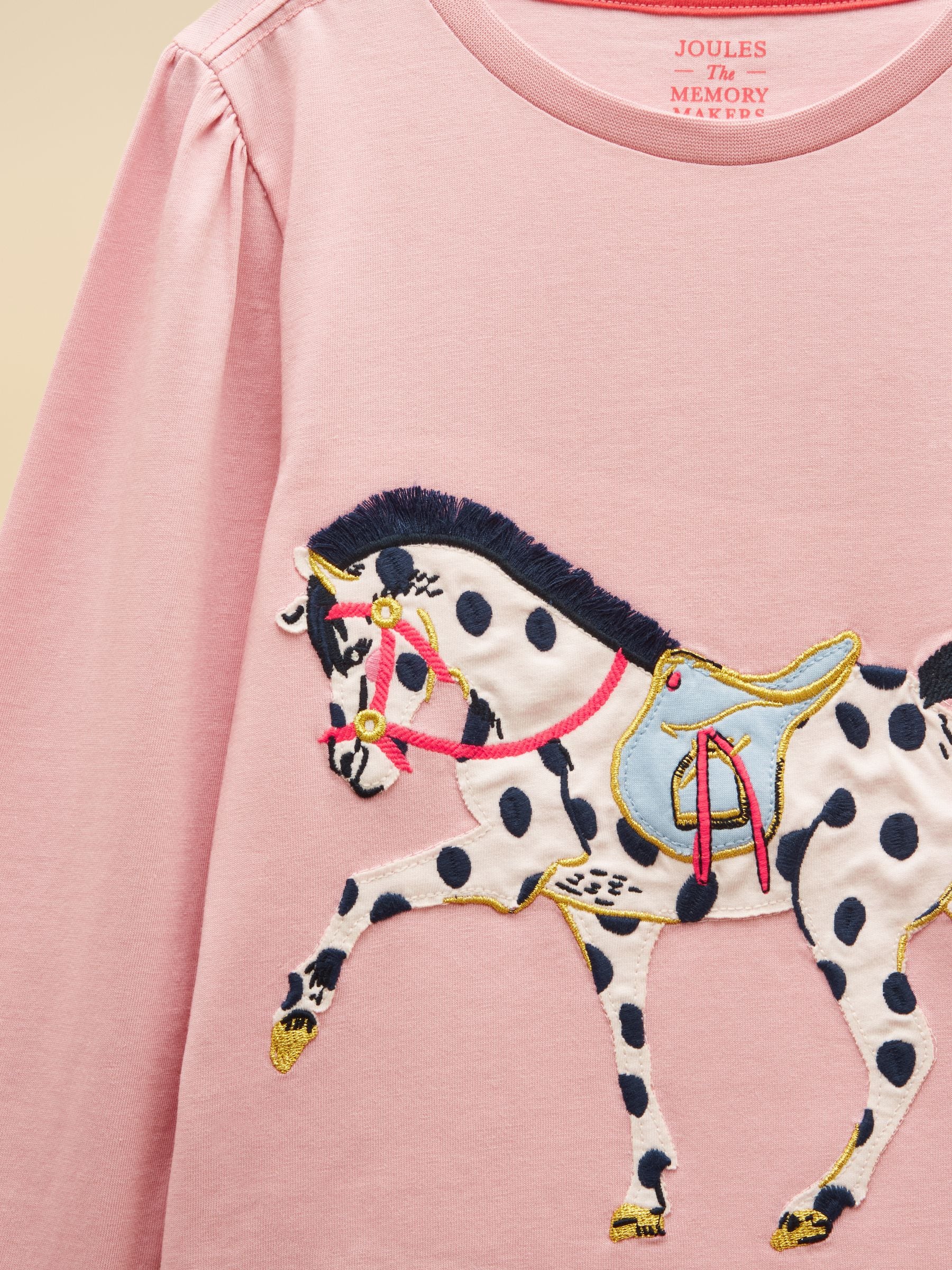 Dsiney Kidz - Joules Girls' Ava Pink Horse Applique Long Sleeve Top image 3
