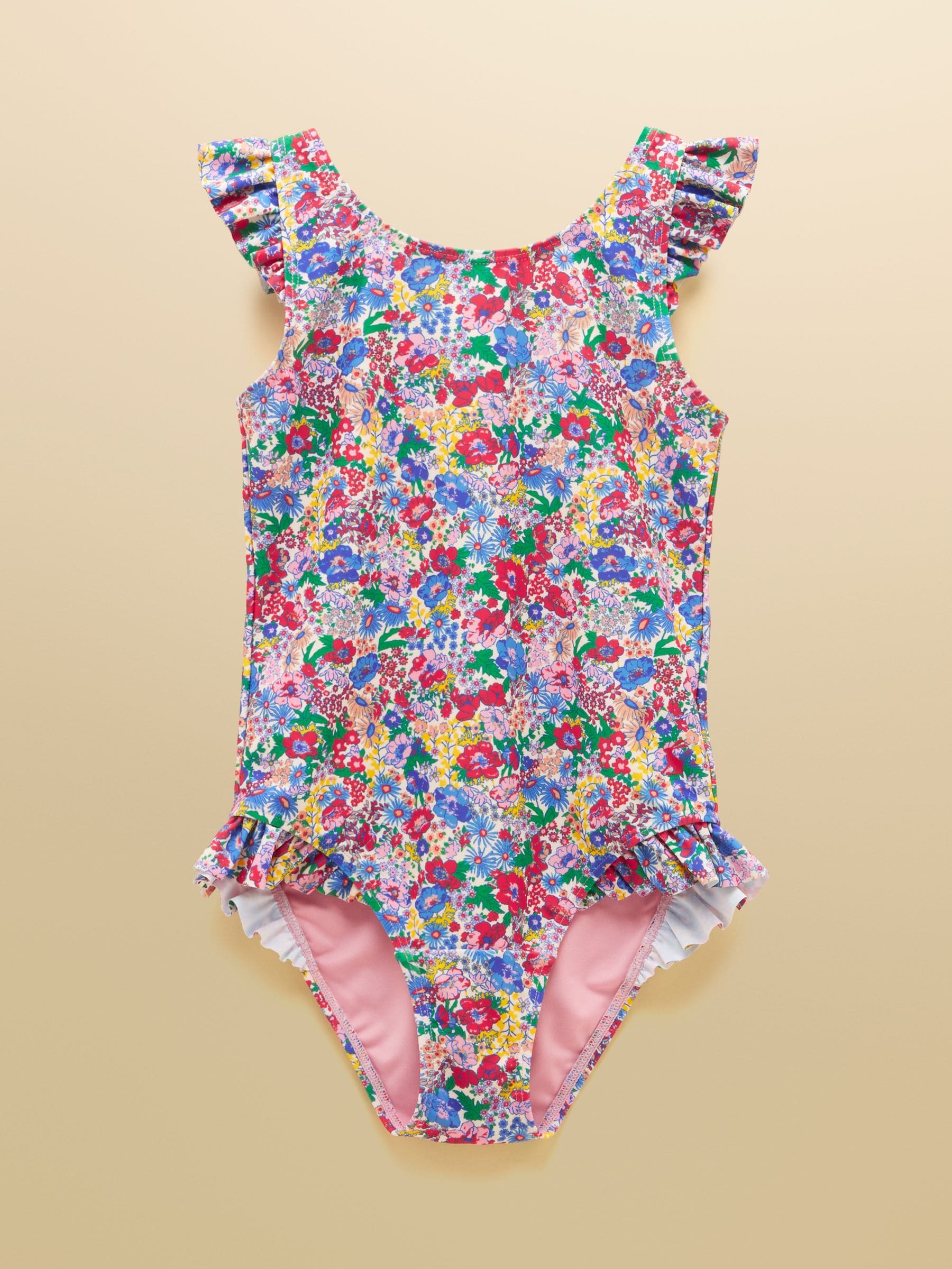 Joules Girls' Splash Pink Ditsy Swimming Costume image 1