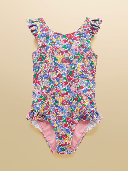 Joules Girls' Splash Pink Ditsy Swimming Costume image 1