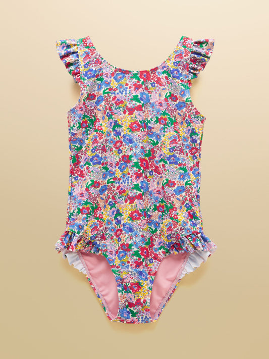 Joules Girls' Splash Pink Ditsy Swimming Costume image 1