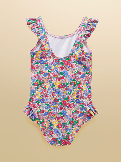 Joules Girls' Splash Pink Ditsy Swimming Costume image 2