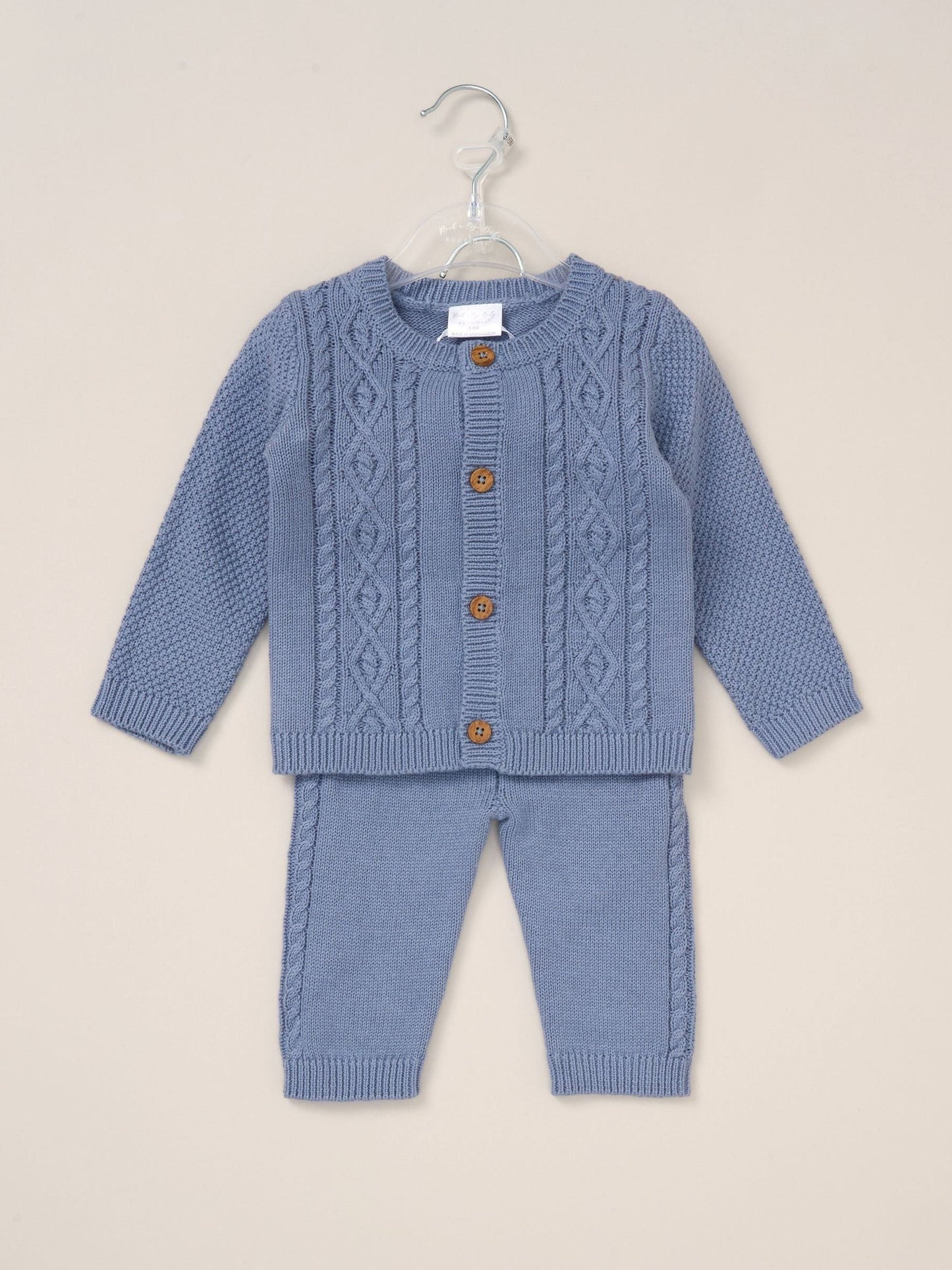 Rock-A-Bye Baby Boutique Blue True Knit Cardigan, Trousers Outfit Set image 2