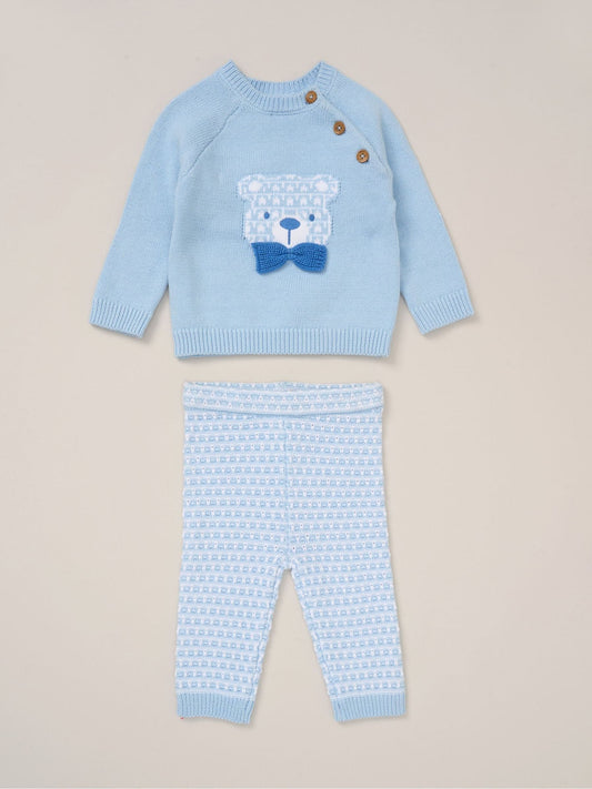 Rock-A-Bye Baby Boutique Blue True Knit Cardigan, Trousers Outfit Set image 1