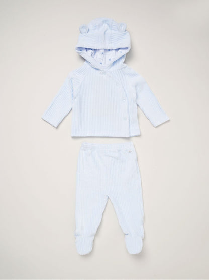 Rock-A-Bye Baby Boutique Blue Velour Jacket And Footed Trousers Set image 1