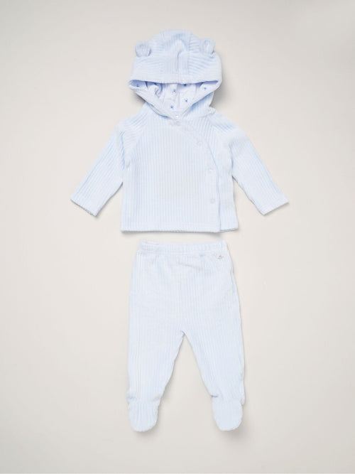 Rock-A-Bye Baby Boutique Blue Velour Jacket And Footed Trousers Set image 1