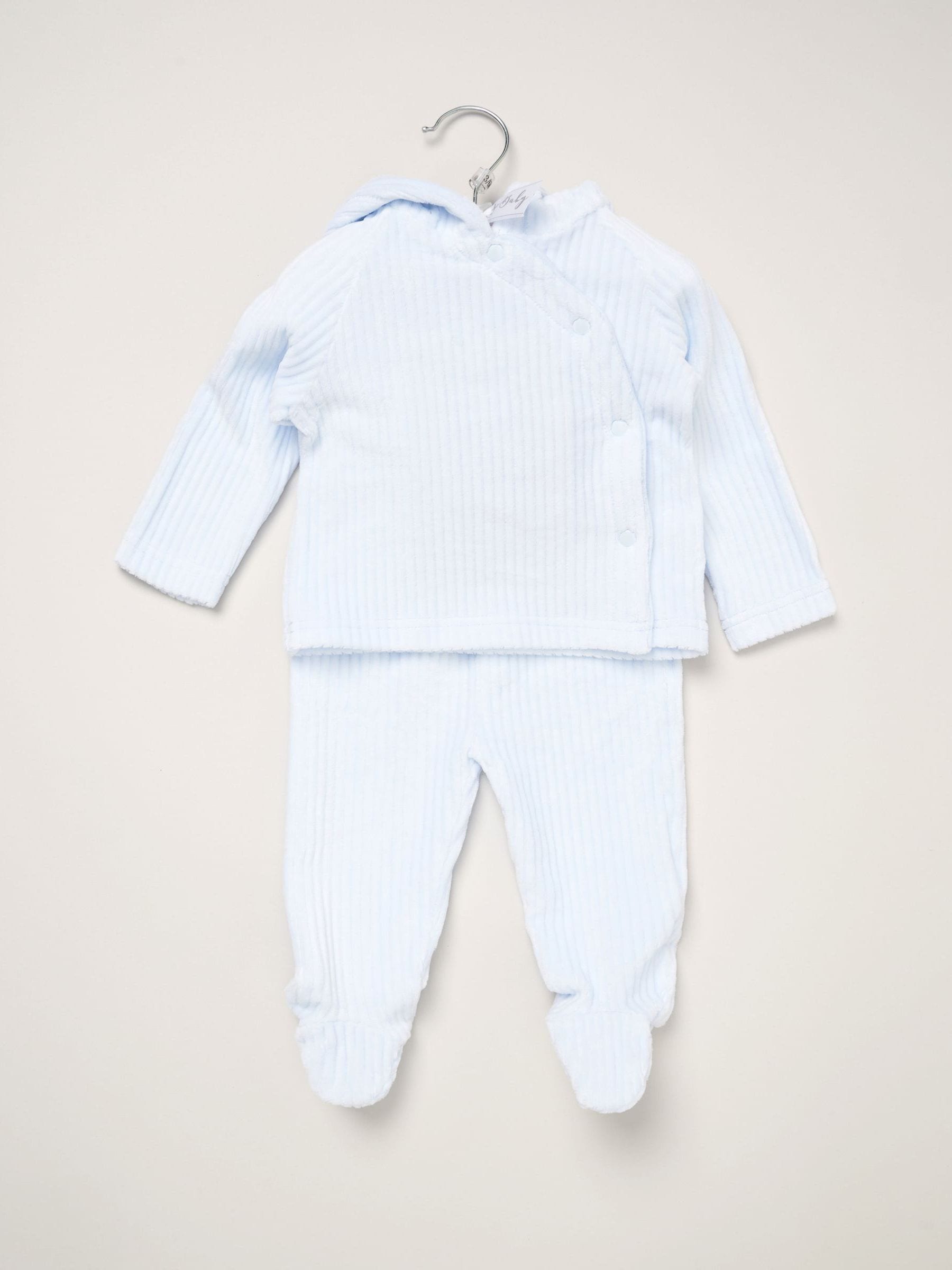Rock-A-Bye Baby Boutique Blue Velour Jacket And Footed Trousers Set image 2