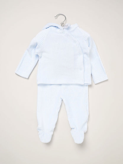Rock-A-Bye Baby Boutique Blue Velour Jacket And Footed Trousers Set image 2
