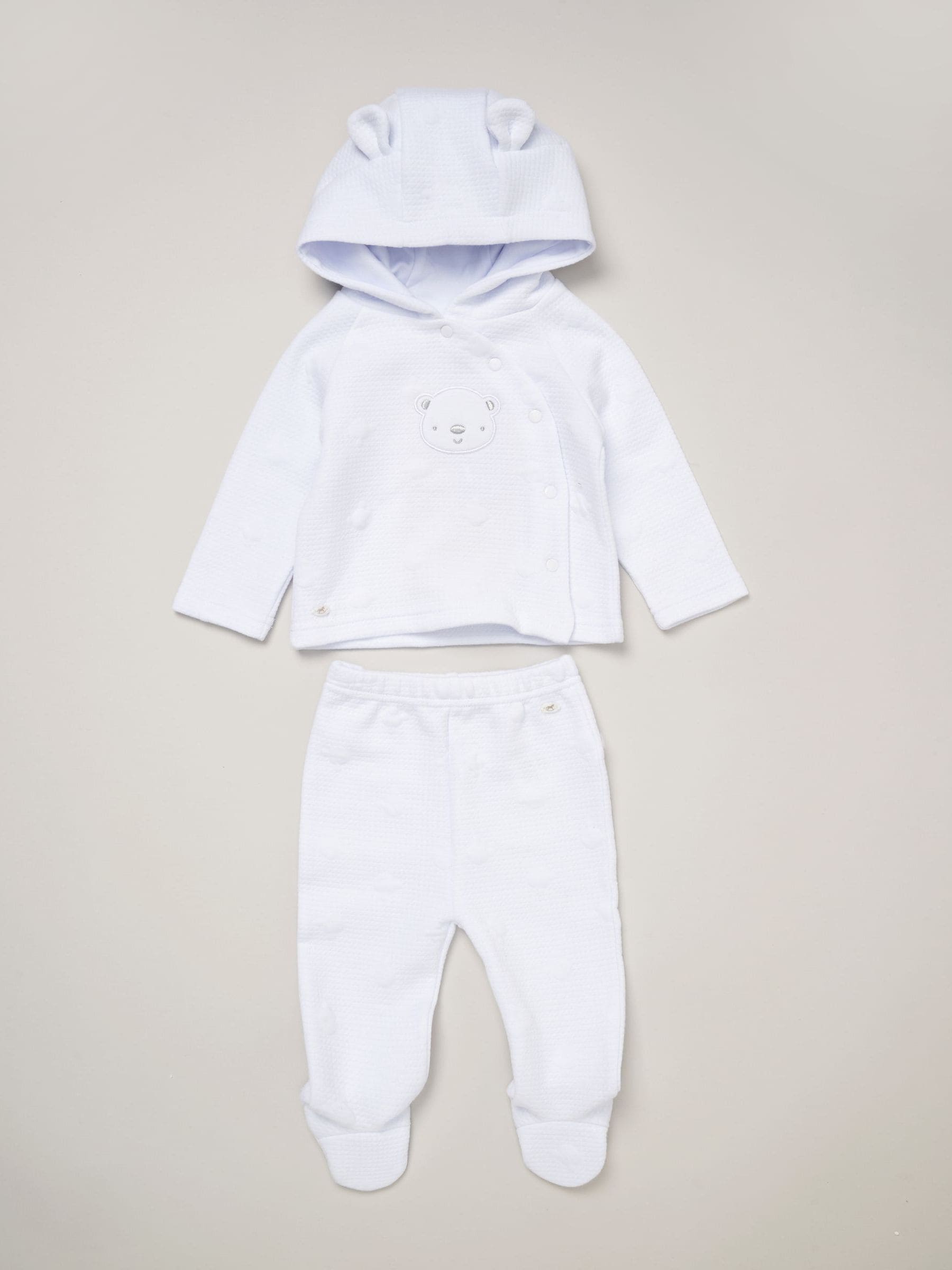 Rock-A-Bye Baby Boutique White Baby Quilted Jacket And Trousers Set image 1