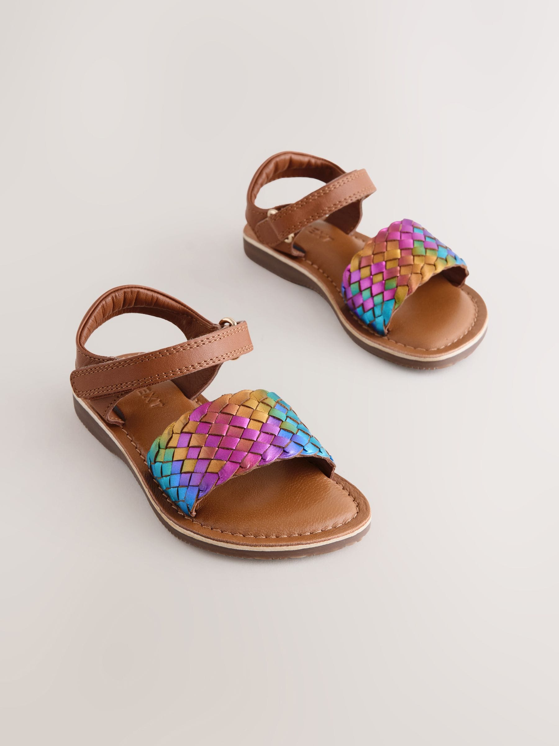 Rainbow Wide Fit (G) Leather Twist Sandals with Touch Fastening image 1