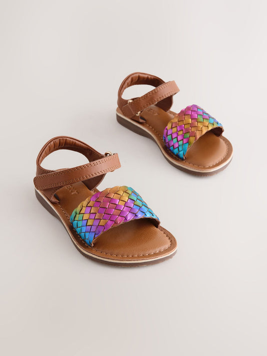 Rainbow Wide Fit (G) Leather Twist Sandals with Touch Fastening image 1