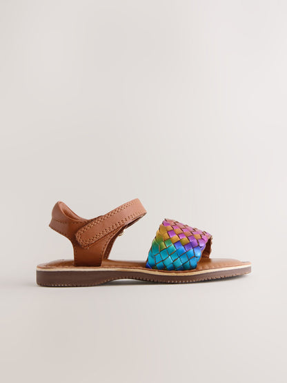 Rainbow Wide Fit (G) Leather Twist Sandals with Touch Fastening image 2