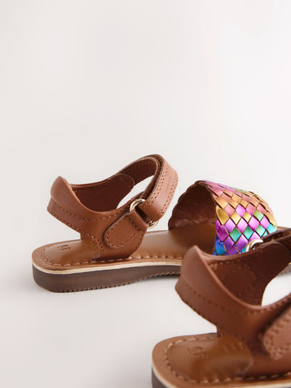 Rainbow Wide Fit (G) Leather Twist Sandals with Touch Fastening image 4