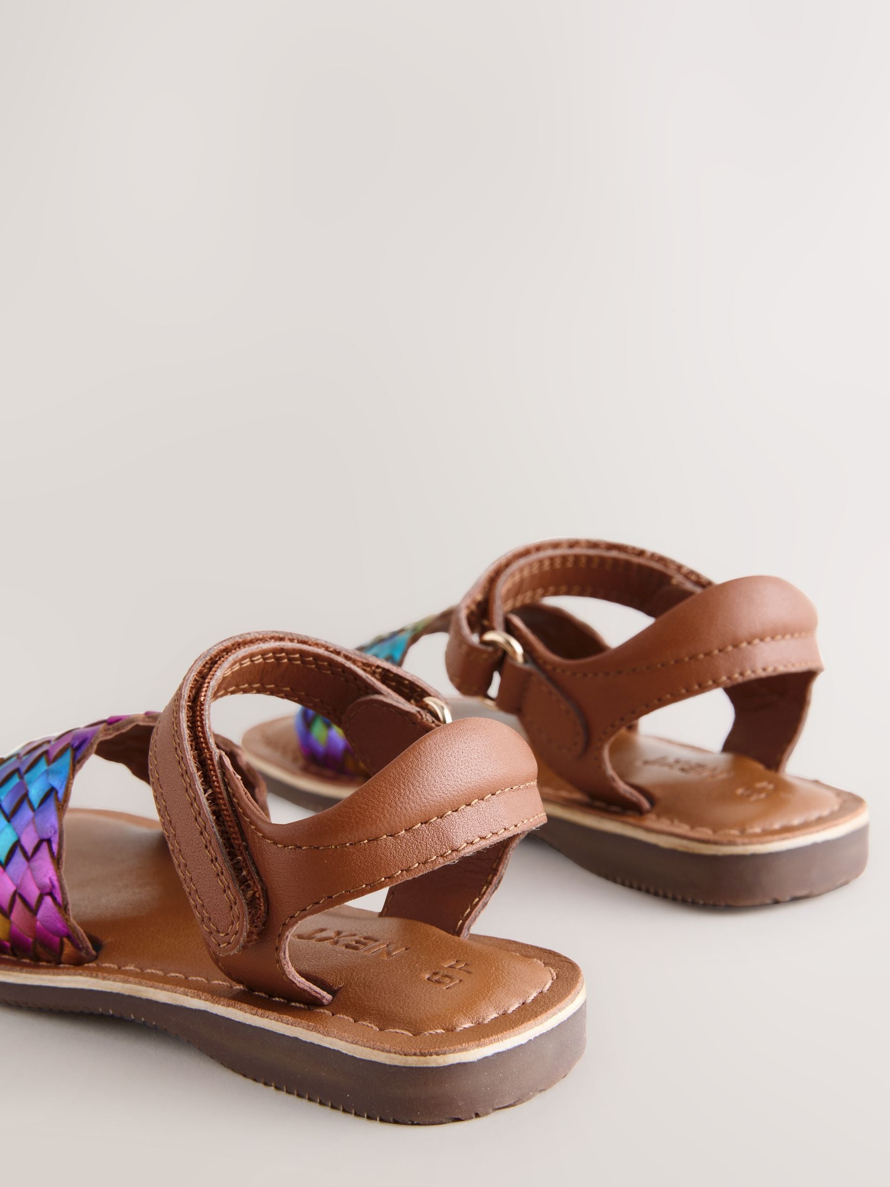 Rainbow Wide Fit (G) Leather Twist Sandals with Touch Fastening image 5