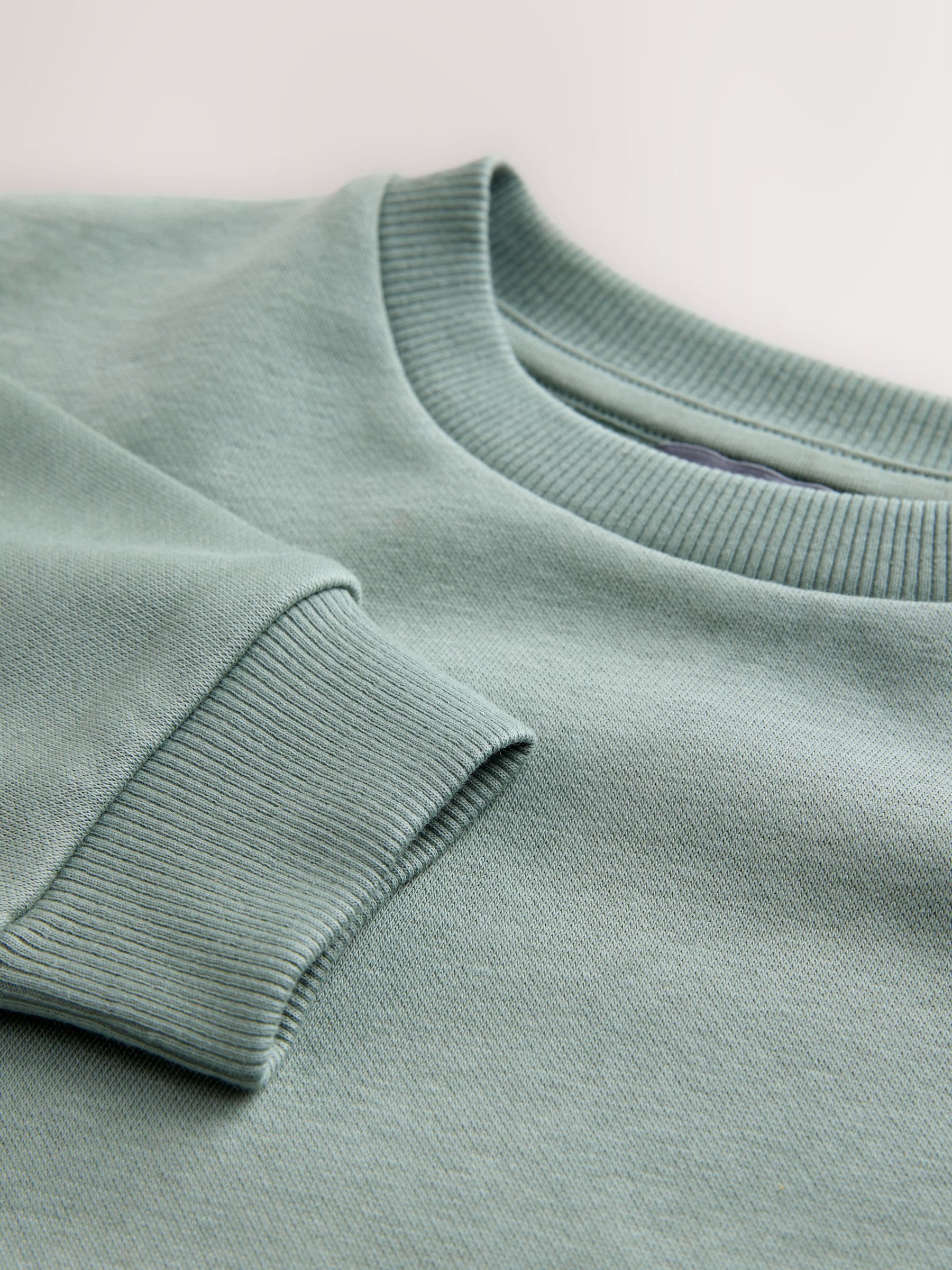 Sage Green Single Plain Crew Neck Sweatshirt and Shorts Set (3mths-7yrs) image 8