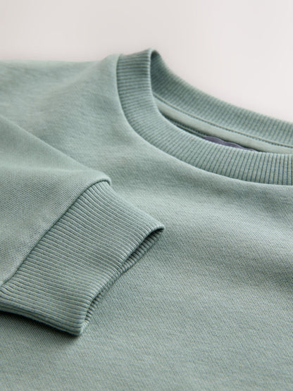 Sage Green Single Plain Crew Neck Sweatshirt and Shorts Set (3mths-7yrs) image 8