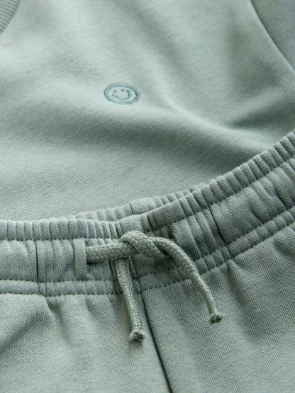 Sage Green Single Plain Crew Neck Sweatshirt and Shorts Set (3mths-7yrs) image 9
