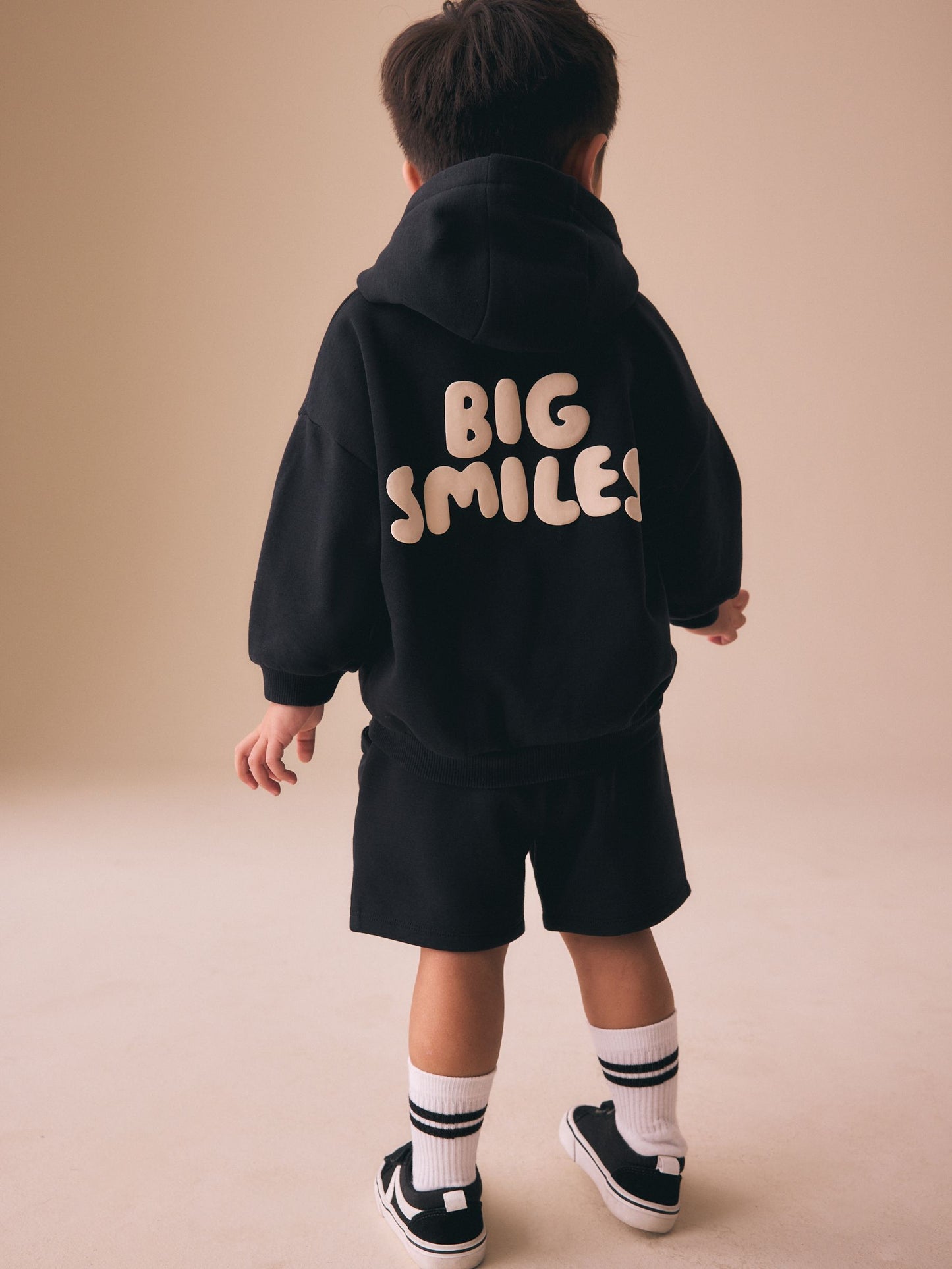 Black Big Smiles Hoodie and Shorts Set (3mths-7yrs) image 2