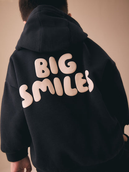 Black Big Smiles Hoodie and Shorts Set (3mths-7yrs) image 3