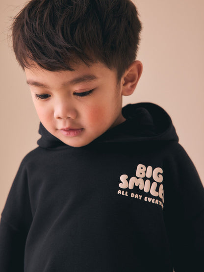 Black Big Smiles Hoodie and Shorts Set (3mths-7yrs) image 4
