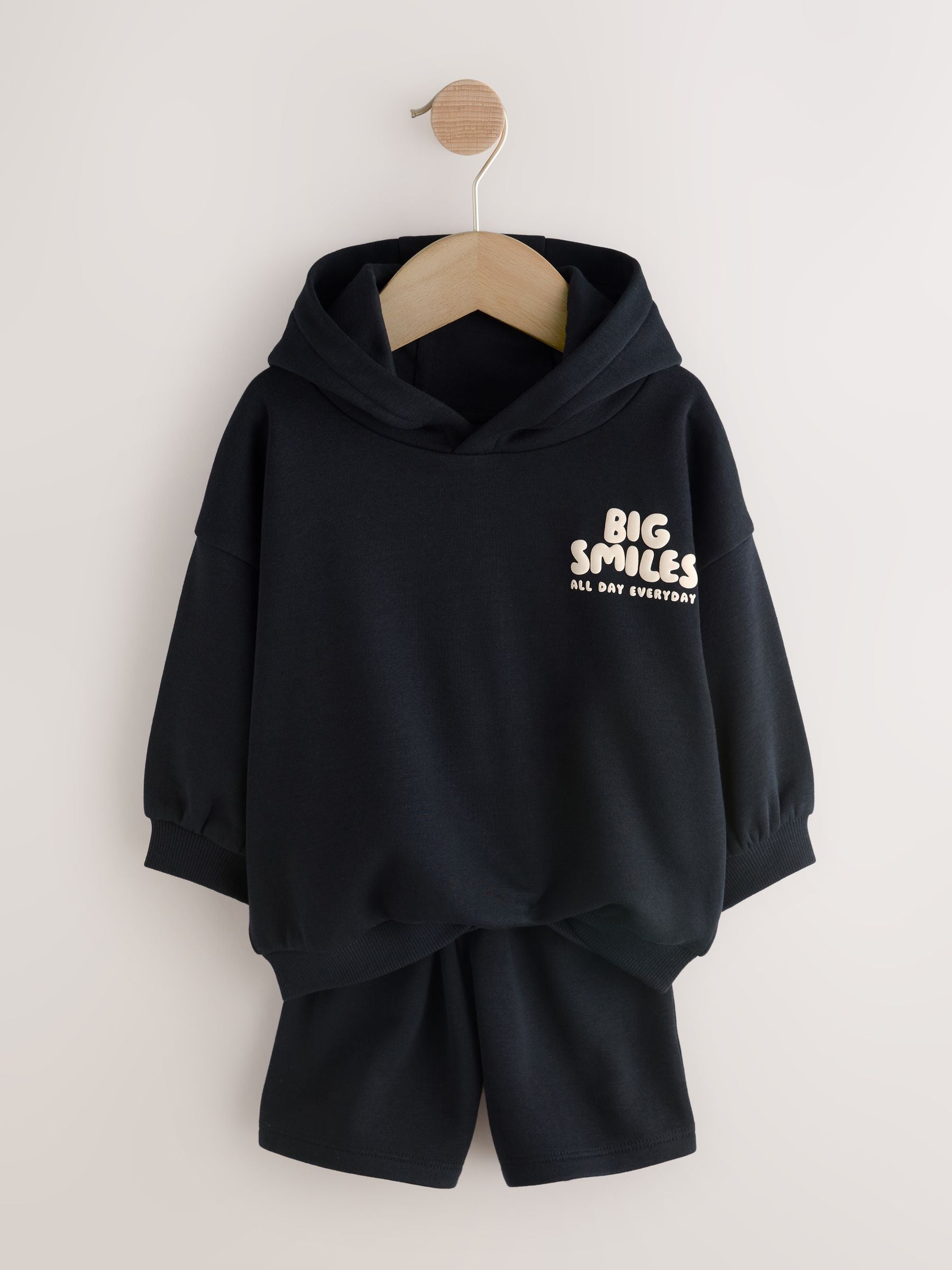 Black Big Smiles Hoodie and Shorts Set (3mths-7yrs) image 5