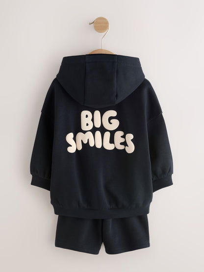 Black Big Smiles Hoodie and Shorts Set (3mths-7yrs) image 6