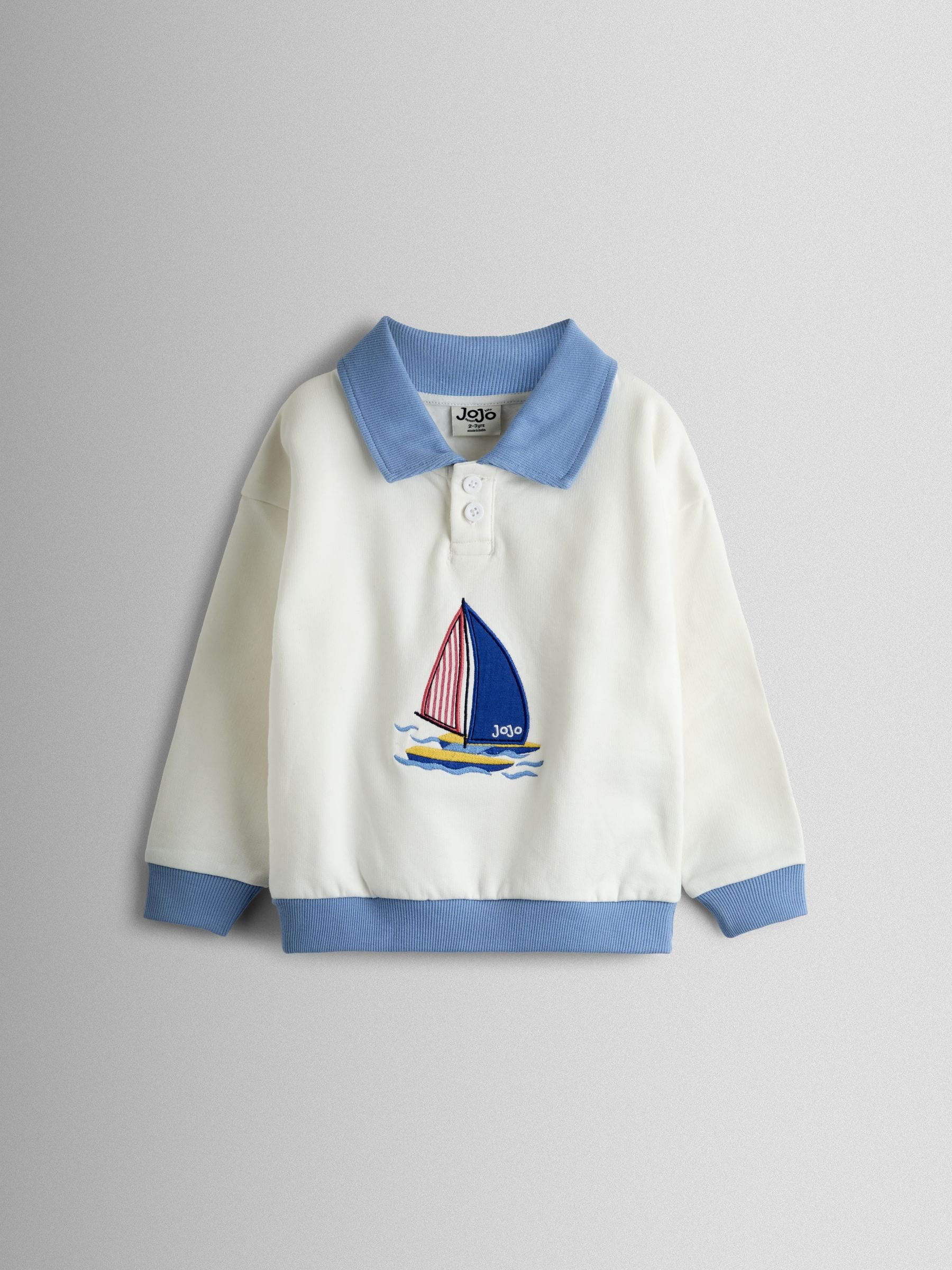 JoJo Maman Bébé Cream Boat 2-Piece Nautical Sweatshirt & Short Set image 2