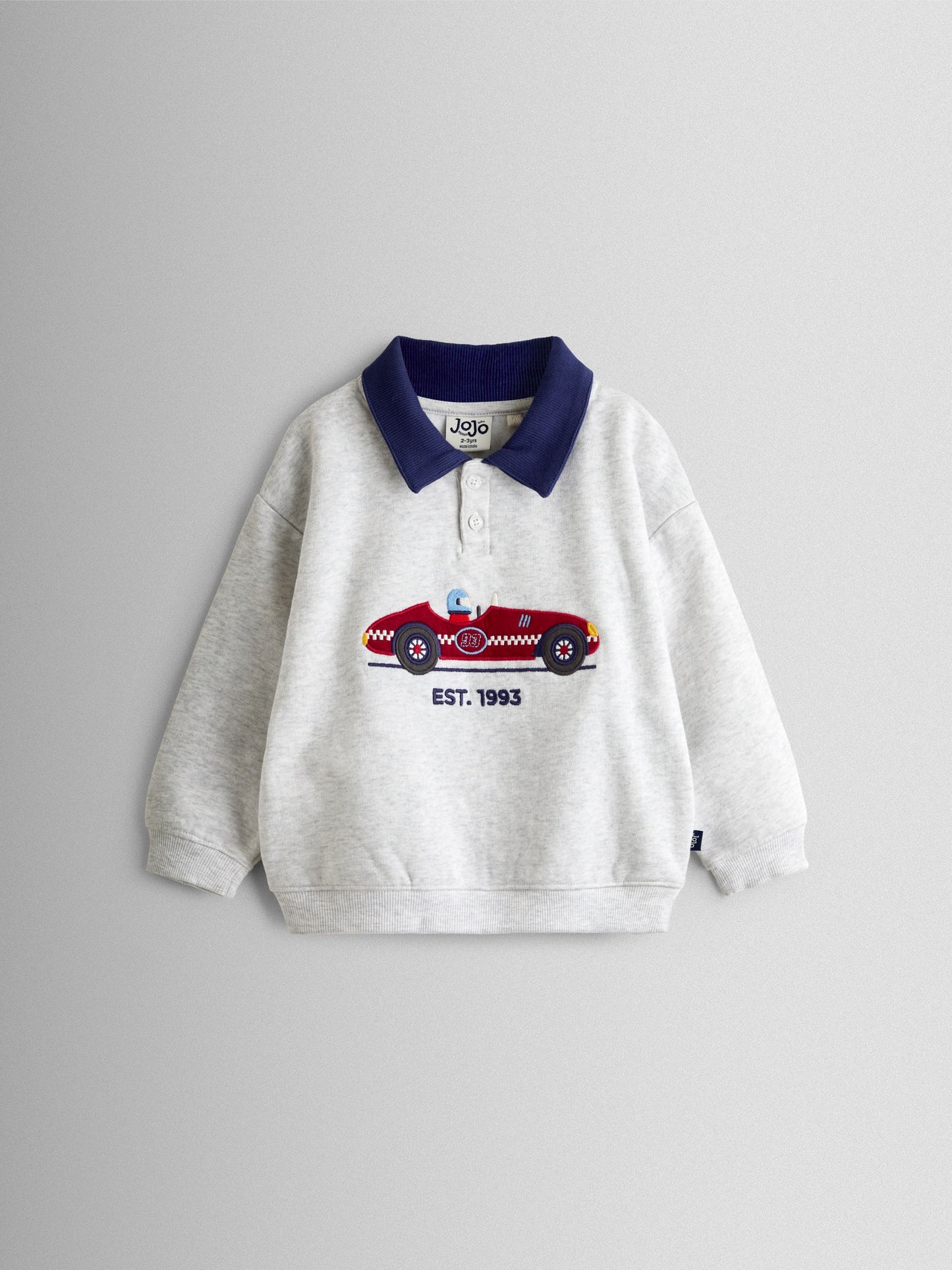 Dsiney Kidz - JoJo Maman Bébé Grey Marl Race Car Sweatshirt image 1